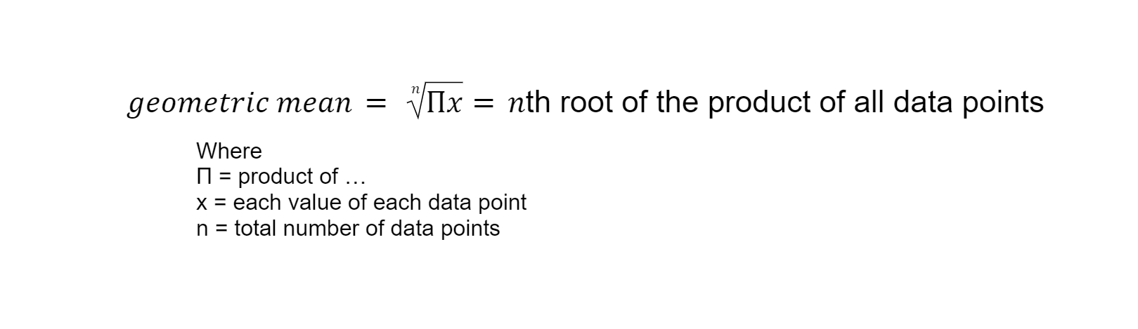 Geometric mean formula